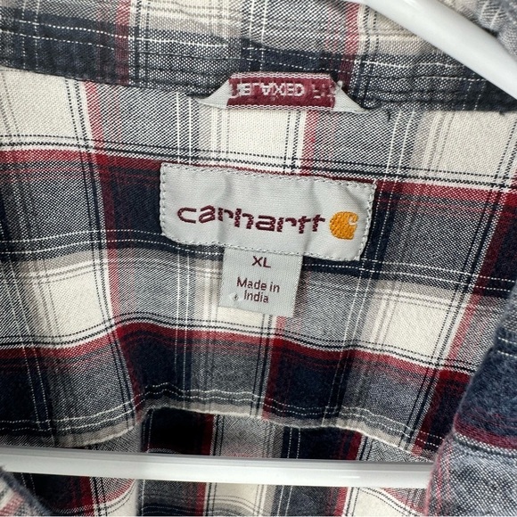 Carhartt Men’s Plaid Button Up Short Sleeve Dress Shirt Size XL - Picture 6 of 6